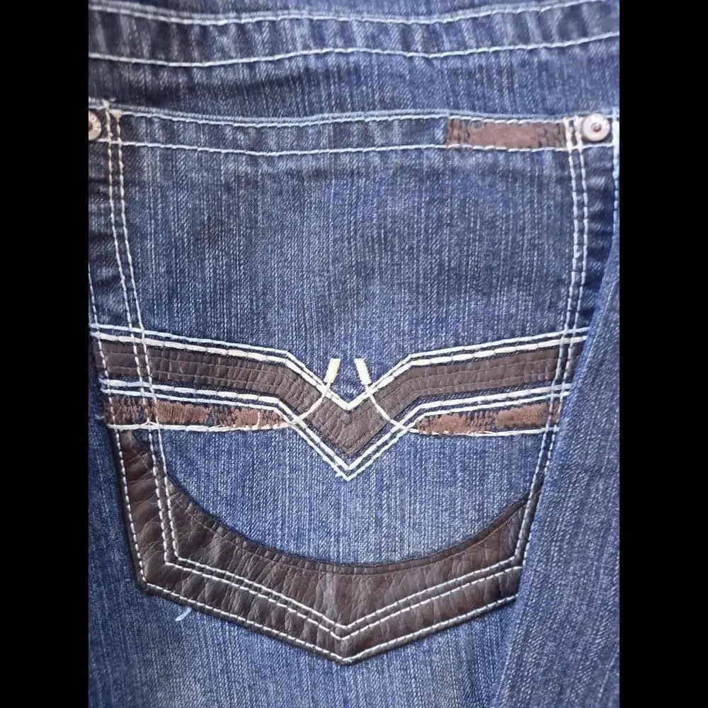 Request Blue Semi Distressed‎ Jeans With Decorative Pocket Size 40x34